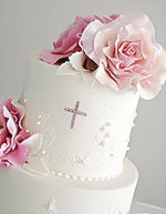 Classic Roses Girls Christening Cake